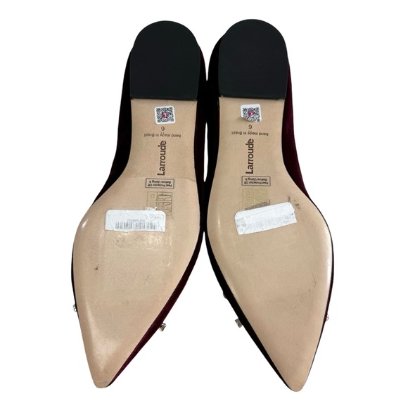 NWOT Larroude Lee Crystal-Embellished Bow Velvet Ballet Flats Size 6 - Picture 11 of 16